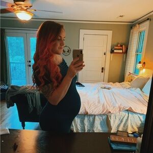 Motherhood Maternity Blue off the shoulder dress size Medium